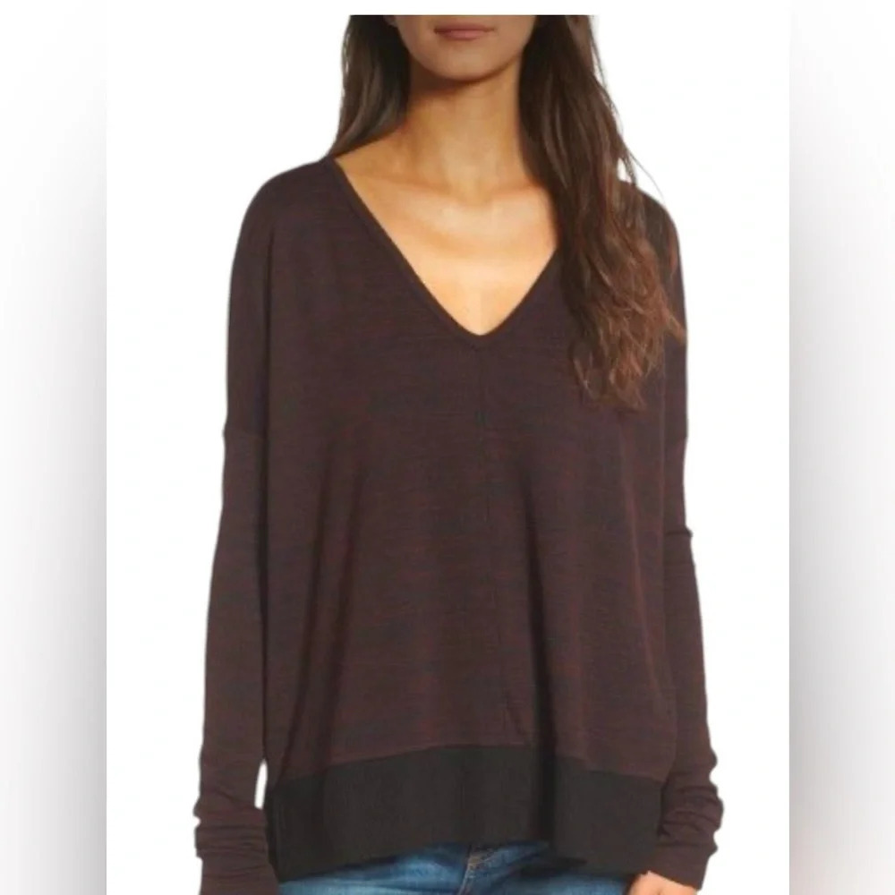 Rag & Bone Double Vee Lightweight Sweater burgundy/black Women’s Size S/P